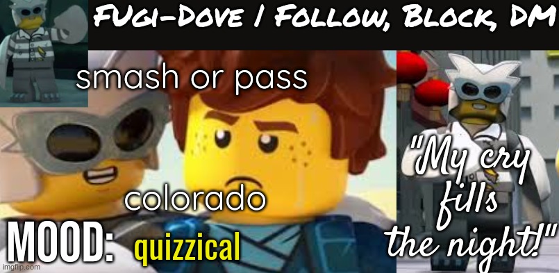 Mod: hard pass | smash or pass; colorado; quizzical | image tagged in fugi-dove template 1 1 | made w/ Imgflip meme maker