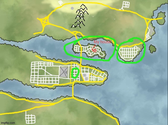 Map of MSMG (incomplete), you can live anywhere in the green | made w/ Imgflip meme maker