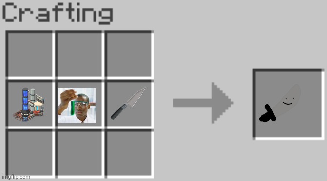 knifeboi's crafting recipe | image tagged in synthesis | made w/ Imgflip meme maker