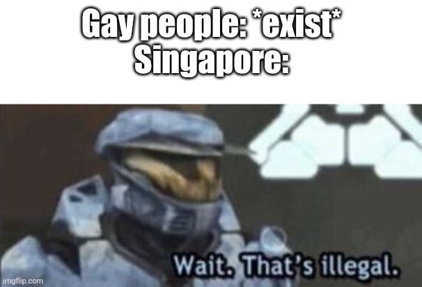 Based Singapore | Gay people: *exist*
Singapore: | image tagged in wait that's illegal | made w/ Imgflip meme maker