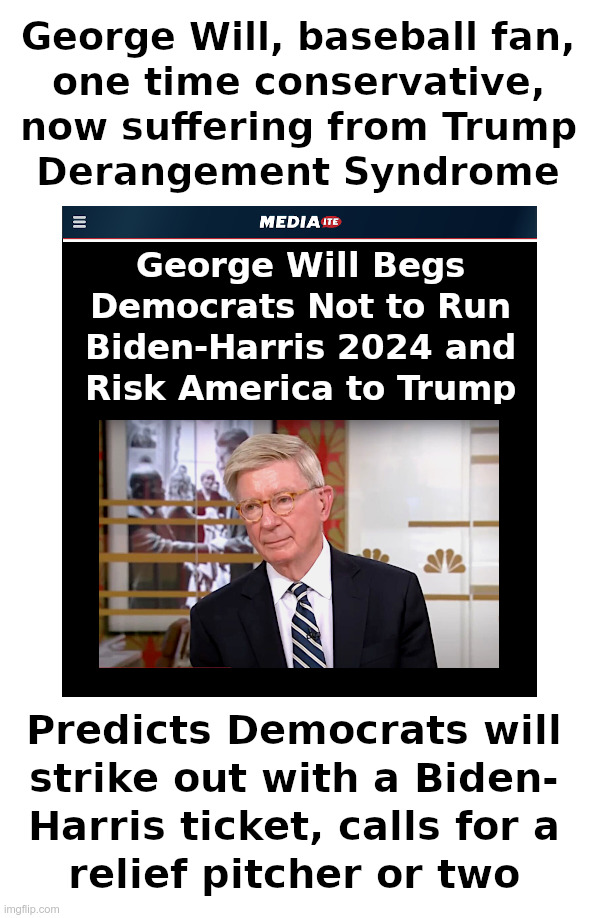 George Will Begs Democrats Not to Run Biden-Harris 2024 | image tagged in george will,democrats,joe biden,kamala harris,2024,losers | made w/ Imgflip meme maker