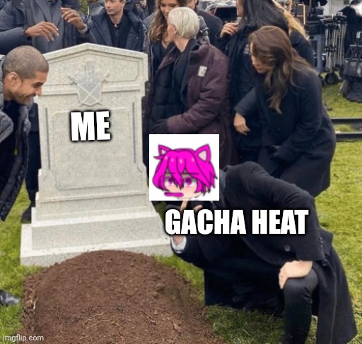Grant Gustin over grave | ME GACHA HEAT | image tagged in grant gustin over grave | made w/ Imgflip meme maker