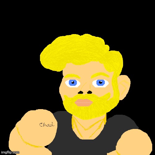 Will be edited real soon: Blonde Chad | image tagged in blonde gigachad,chad,artwork,drawings,giga chad,art | made w/ Imgflip meme maker