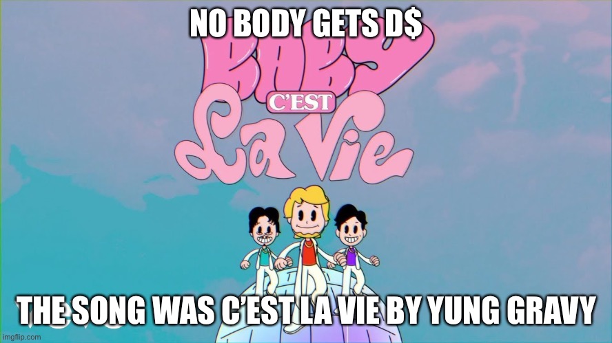 NO BODY GETS D$; THE SONG WAS C’EST LA VIE BY YUNG GRAVY | made w/ Imgflip meme maker