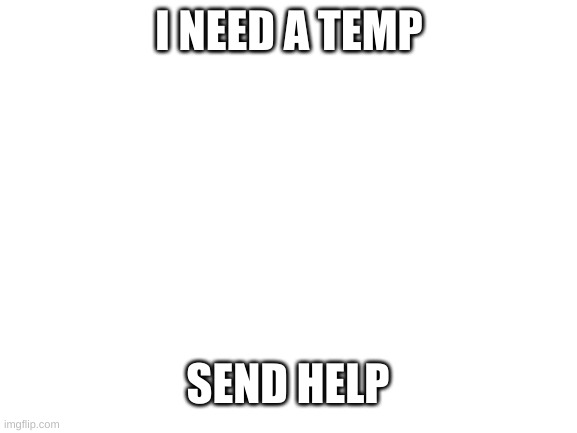 Help me | I NEED A TEMP; SEND HELP | image tagged in blank white template | made w/ Imgflip meme maker