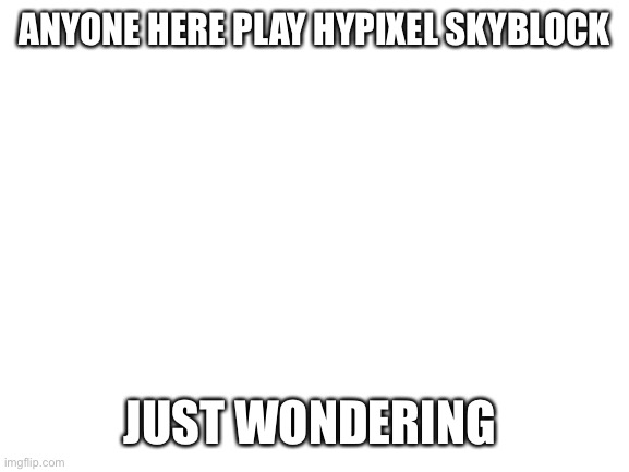 Yes | ANYONE HERE PLAY HYPIXEL SKYBLOCK; JUST WONDERING | image tagged in blank white template | made w/ Imgflip meme maker