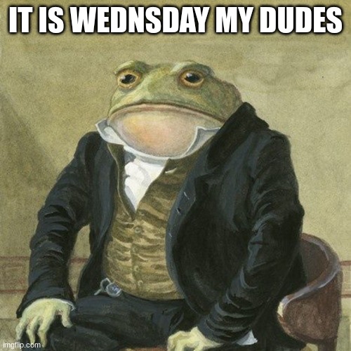 Gentlemen, it is with great pleasure to inform you that | IT IS WEDNSDAY MY DUDES | image tagged in gentlemen it is with great pleasure to inform you that | made w/ Imgflip meme maker