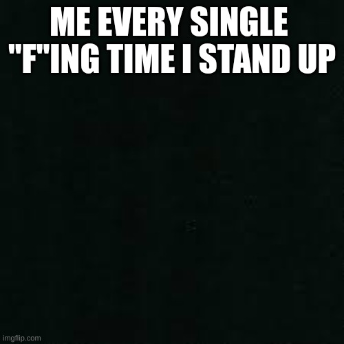 stand up | ME EVERY SINGLE  "F"ING TIME I STAND UP | image tagged in funny | made w/ Imgflip meme maker