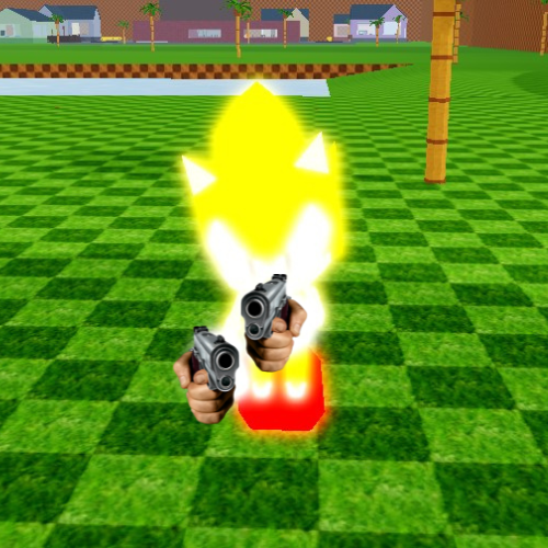 Super Sonic With Guns Blank Meme Template
