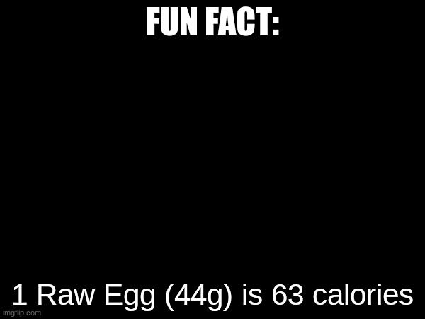 FUN FACT:; 1 Raw Egg (44g) is 63 calories | made w/ Imgflip meme maker