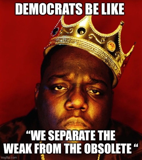 Biggie Smalls | DEMOCRATS BE LIKE “WE SEPARATE THE WEAK FROM THE OBSOLETE “ | image tagged in biggie smalls | made w/ Imgflip meme maker