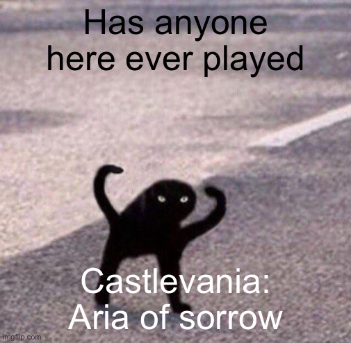 I need help on a boss | Has anyone here ever played; Castlevania: Aria of sorrow | image tagged in cursed cat temp | made w/ Imgflip meme maker