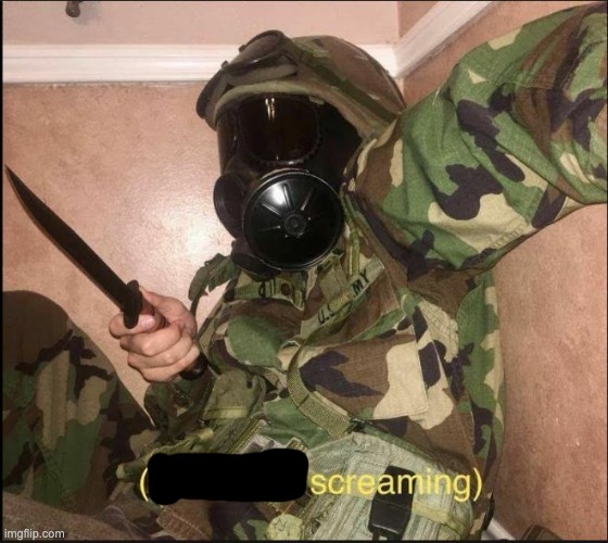 confused screaming but with gas mask | image tagged in confused screaming but with gas mask | made w/ Imgflip meme maker