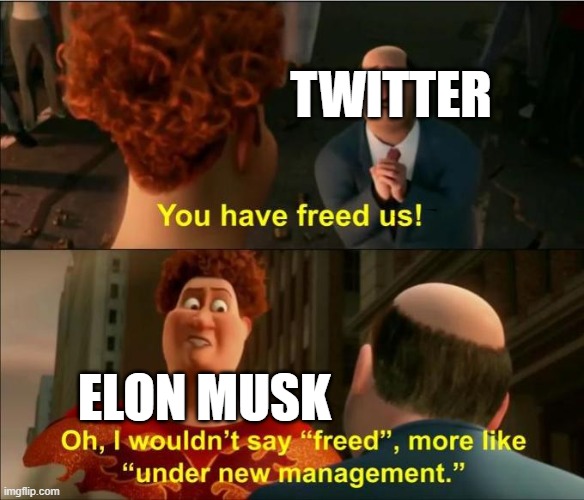 Musk buying Twitter | image tagged in under new management,elon musk,elon musk buying twitter,twitter | made w/ Imgflip meme maker