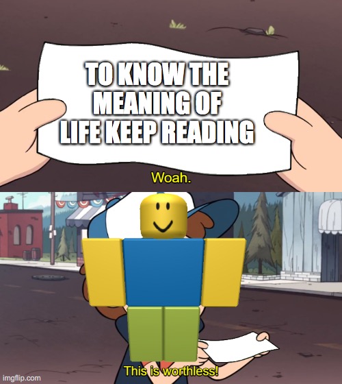 noob vs brain | TO KNOW THE MEANING OF LIFE KEEP READING | image tagged in this is worthless | made w/ Imgflip meme maker
