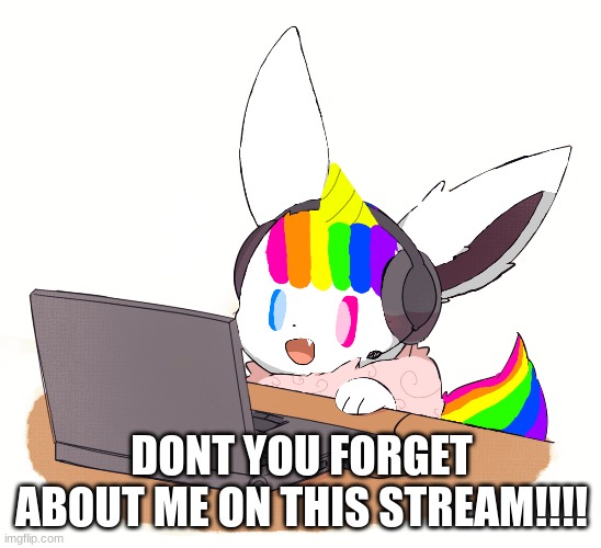 Unicorn_Eevee | DONT YOU FORGET ABOUT ME ON THIS STREAM!!!! | image tagged in eevee,unicorn,dont forget | made w/ Imgflip meme maker