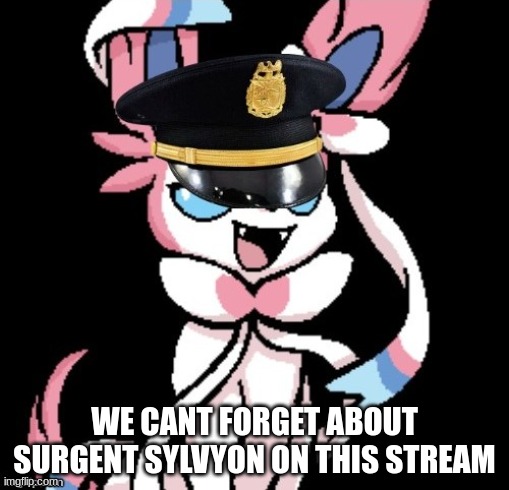 hewo | WE CANT FORGET ABOUT SURGENT SYLVYON ON THIS STREAM | image tagged in sargent joy ceres himself,eevee | made w/ Imgflip meme maker