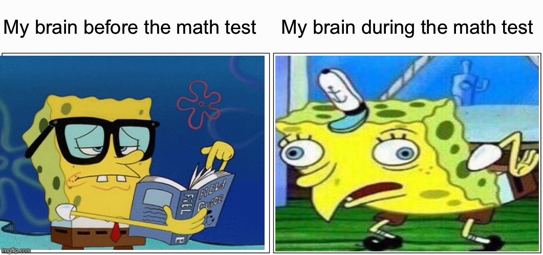 Relatable? |  My brain before the math test; My brain during the math test | image tagged in memes,blank comic panel 2x1,math,test,smart,dumb | made w/ Imgflip meme maker