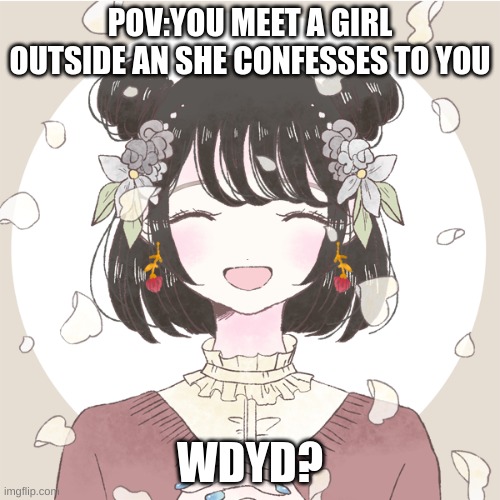 POV:YOU MEET A GIRL OUTSIDE AN SHE CONFESSES TO YOU; WDYD? | made w/ Imgflip meme maker