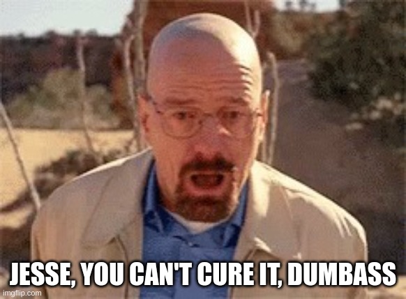 Walter White | JESSE, YOU CAN'T CURE IT, DUMBASS | image tagged in walter white | made w/ Imgflip meme maker