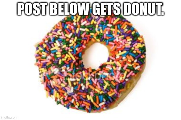 donut | POST BELOW GETS DONUT. | image tagged in donut | made w/ Imgflip meme maker