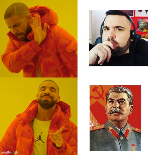 Nah Stalin is best than cicciogamer | image tagged in memes,drake hotline bling,player,clash royale | made w/ Imgflip meme maker