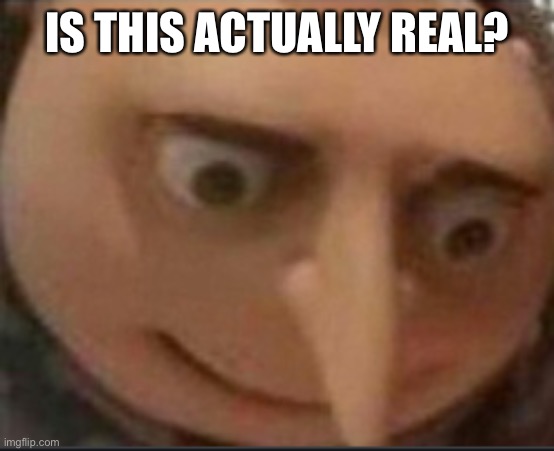 gru lookes | IS THIS ACTUALLY REAL? | image tagged in gru lookes | made w/ Imgflip meme maker