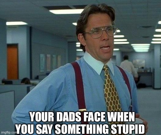 That Would Be Great | YOUR DADS FACE WHEN YOU SAY SOMETHING STUPID | image tagged in memes,that would be great | made w/ Imgflip meme maker