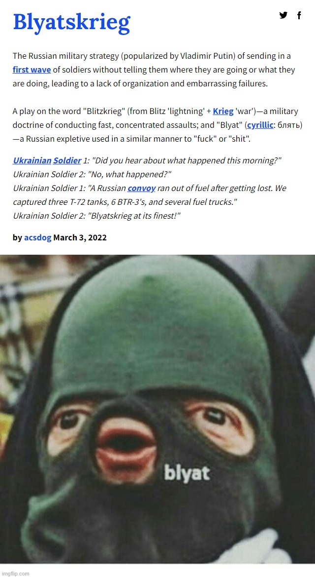 Urban Dictionary Word Of The Year Blyatskrieg Imgflip