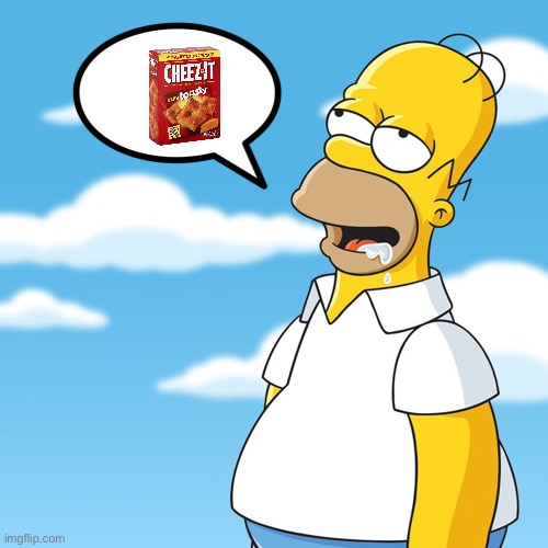 Homer Loves Cheeze-Its | image tagged in homer simpson drooling mmm meme,cheezeits,extra toasty,snacks,the simpsons | made w/ Imgflip meme maker