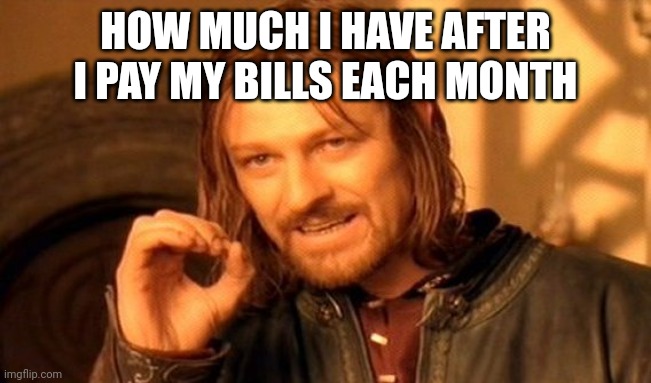 Zero | HOW MUCH I HAVE AFTER I PAY MY BILLS EACH MONTH | image tagged in memes,one does not simply | made w/ Imgflip meme maker