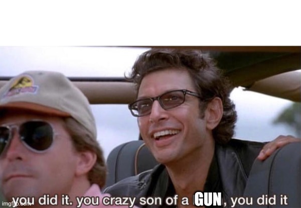 you crazy son of a bitch, you did it | GUN | image tagged in you crazy son of a bitch you did it | made w/ Imgflip meme maker