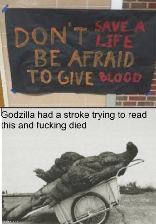 image tagged in godzilla,godzilla had a stroke trying to read this and fricking died | made w/ Imgflip meme maker