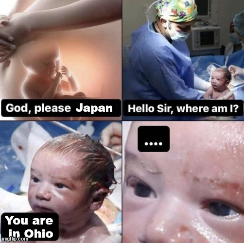 oh no | Japan; You are
 in Ohio | image tagged in hello sir where am i | made w/ Imgflip meme maker