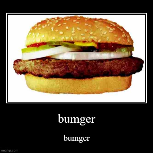 bumger | image tagged in funny,demotivationals,burger | made w/ Imgflip demotivational maker