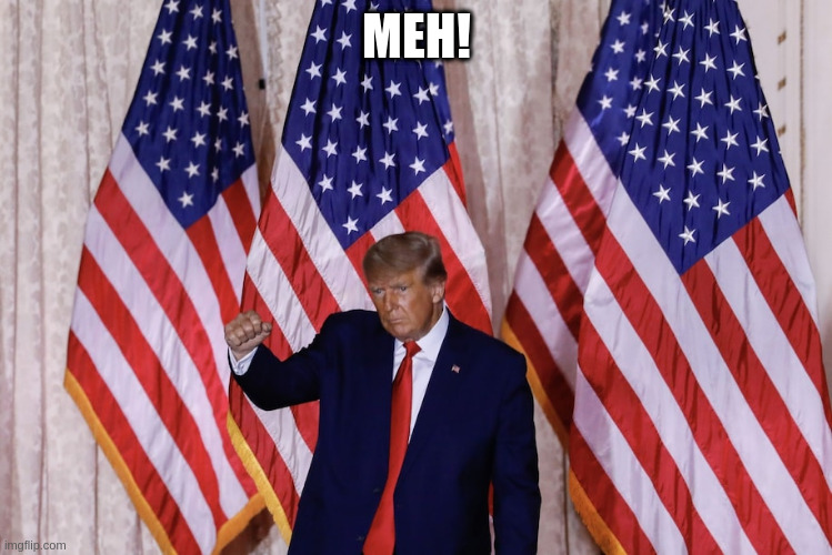 Trump's big announcement! | MEH! | image tagged in trump,trump announcement | made w/ Imgflip meme maker