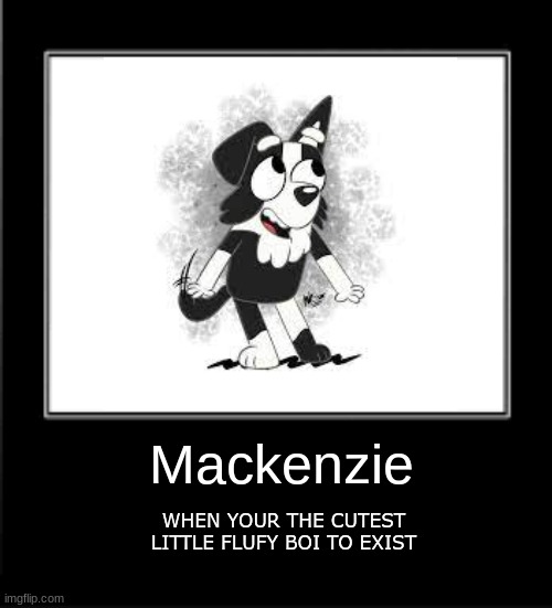 Flooflers | Mackenzie; WHEN YOUR THE CUTEST LITTLE FLUFY BOI TO EXIST | image tagged in bluey,mackenzie | made w/ Imgflip meme maker