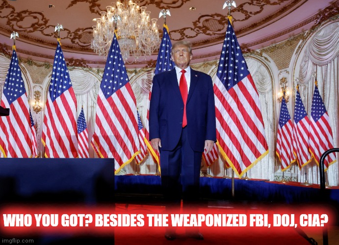 Calling All Independents, Democrats, and Republicans | WHO YOU GOT? BESIDES THE WEAPONIZED FBI, DOJ, CIA? | image tagged in president trump,2 years,believe it,or not,god bless america | made w/ Imgflip meme maker
