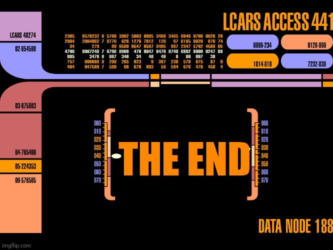 The End | THE END | image tagged in star trek,computer screen | made w/ Imgflip meme maker
