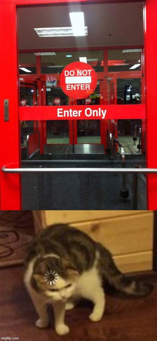 do not enter enter only | image tagged in loading cat | made w/ Imgflip meme maker