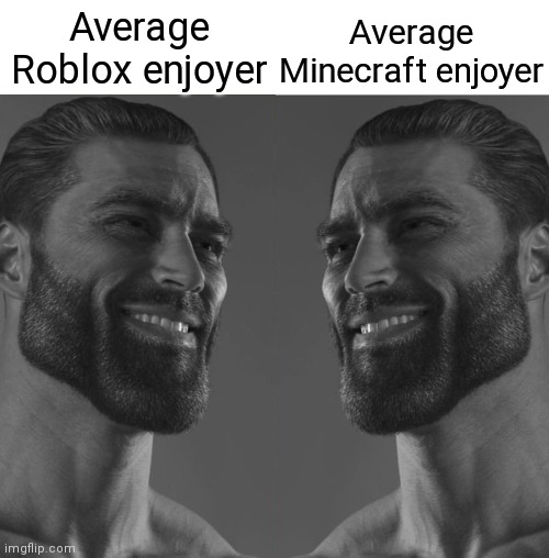 Average Minecraft enjoyer; Average Roblox enjoyer | image tagged in roblox,minecraft,memes,giga chad | made w/ Imgflip meme maker