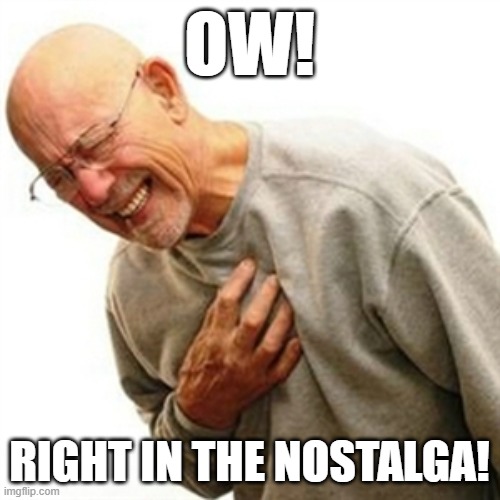 Right In The Childhood Meme | OW! RIGHT IN THE NOSTALGA! | image tagged in memes,right in the childhood | made w/ Imgflip meme maker