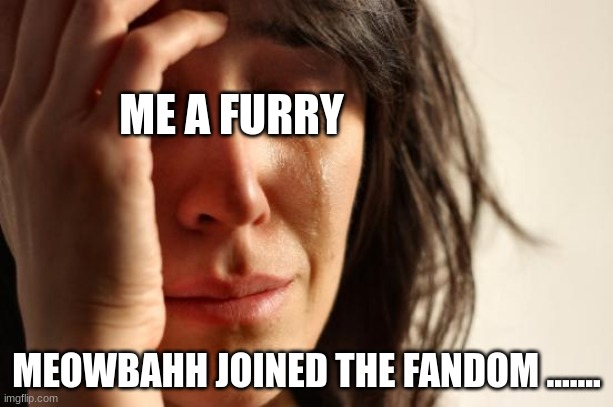 First World Problems Meme | ME A FURRY; MEOWBAHH JOINED THE FANDOM ....... | image tagged in memes,first world problems | made w/ Imgflip meme maker