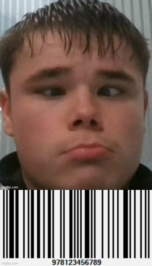 Bro's bangs look like a Barcode | made w/ Imgflip meme maker