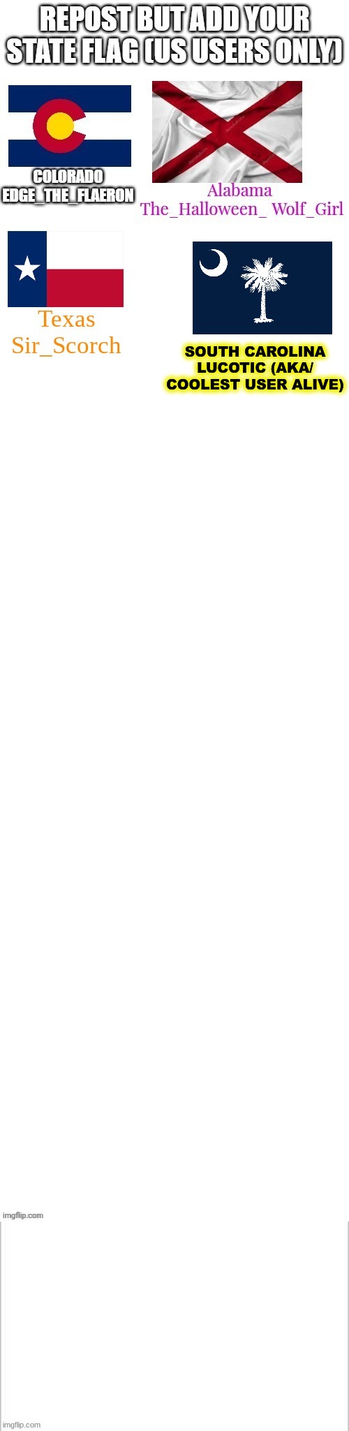 any other south carolina boyz? COME VISIT ME! | SOUTH CAROLINA
LUCOTIC (AKA/ COOLEST USER ALIVE) | made w/ Imgflip meme maker