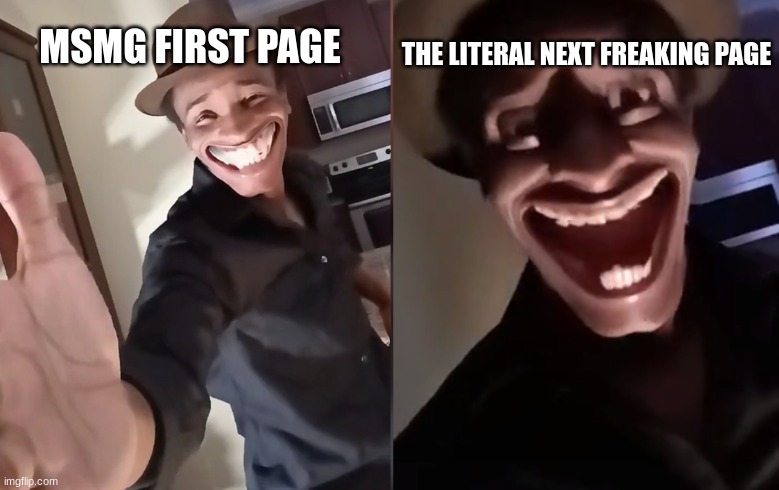 Also somebody finally did it | THE LITERAL NEXT FREAKING PAGE; MSMG FIRST PAGE | image tagged in are you ready,msmg | made w/ Imgflip meme maker