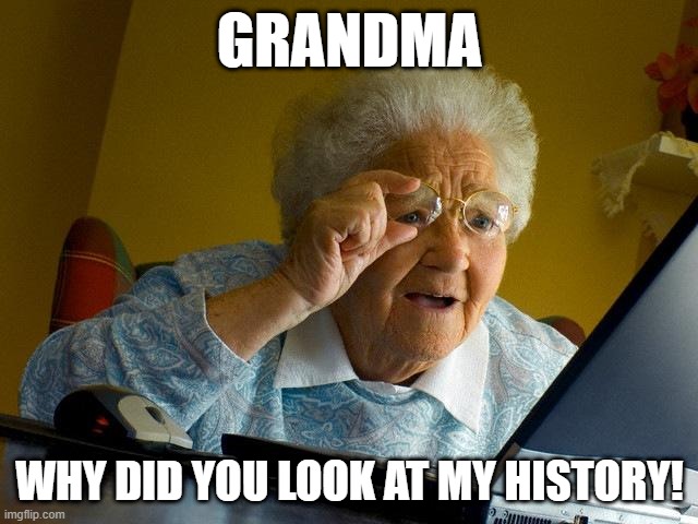 Search History | GRANDMA; WHY DID YOU LOOK AT MY HISTORY! | image tagged in memes,grandma finds the internet | made w/ Imgflip meme maker