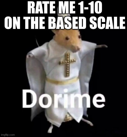 rato dorime | RATE ME 1-10 ON THE BASED SCALE | image tagged in rato dorime | made w/ Imgflip meme maker