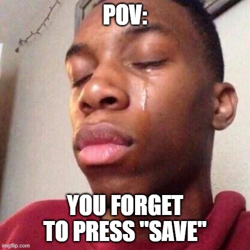 The game doesnt always autosave | POV:; YOU FORGET TO PRESS "SAVE" | image tagged in memes | made w/ Imgflip meme maker