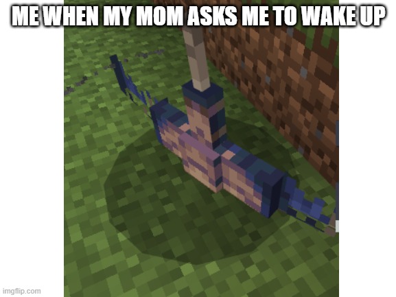 im not gonna | ME WHEN MY MOM ASKS ME TO WAKE UP | image tagged in minecraft,wake up | made w/ Imgflip meme maker